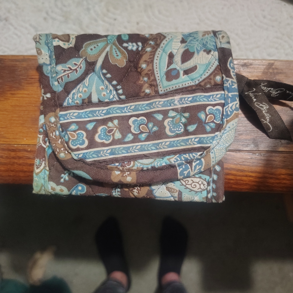 Vera Bradley Teal and Brown Floral Wallet
